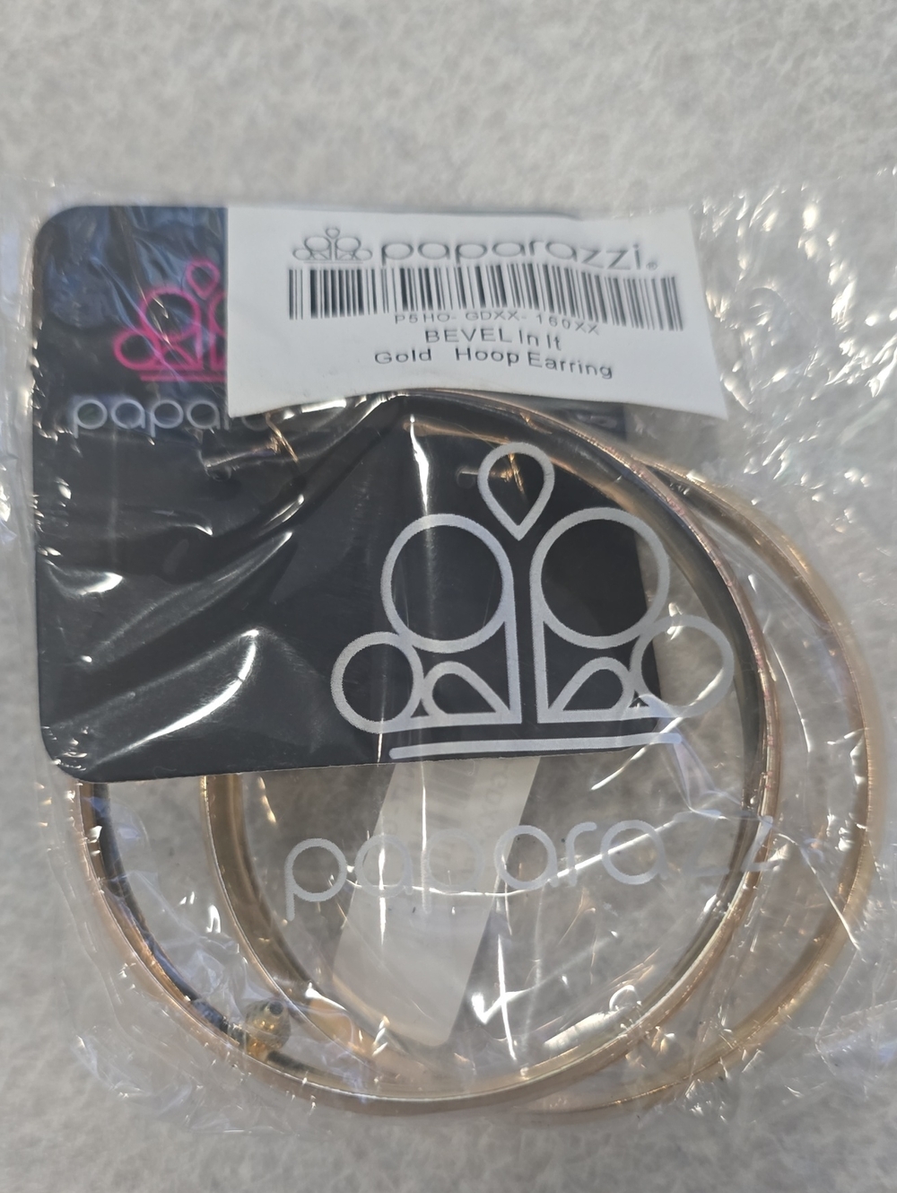 paparazzi Gold Hoop Earrings - Thin Beveled Hoops